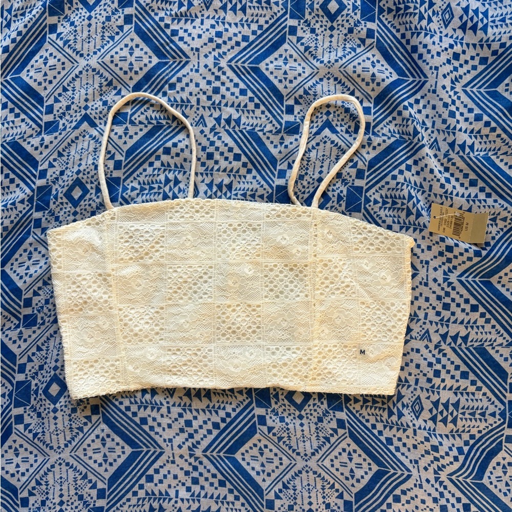 American Eagle White Lace Crop Top